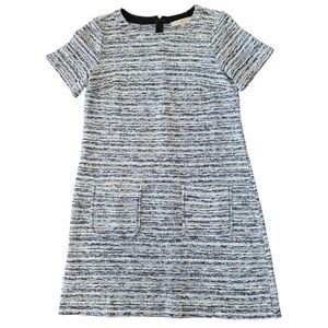 Ann Taylor Loft gray multicolor tweed short sleeve shift dress size large